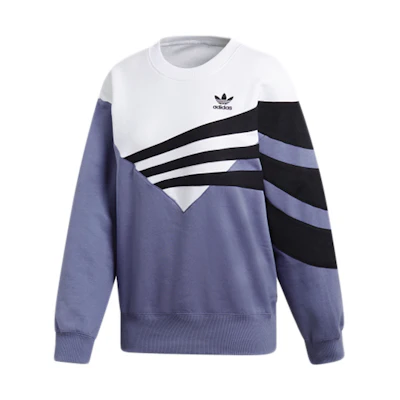 (Women) adidas Originals Colorblock Sweatshirt Women Indigo/White/Black DU8474
