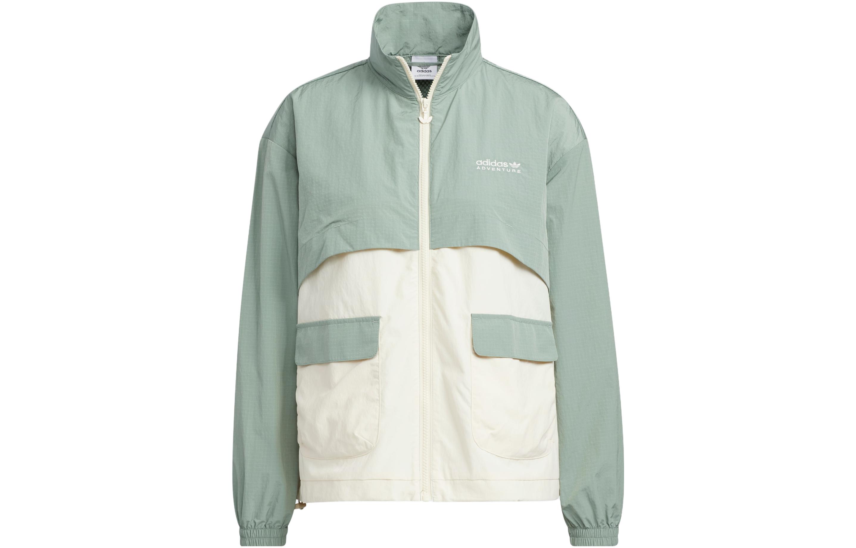(Women) adidas Originals Colorblock Windbreaker Zip Jacket Silver/Grey/Green IK8618