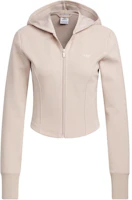 (Women) adidas Originals Corset Hooded Jacket Gray Brown Logo Athletic Coat IX1907 (Women) adidas Originals Corset Hooded Jacket Gray Brown Logo Athletic Coat IX1907