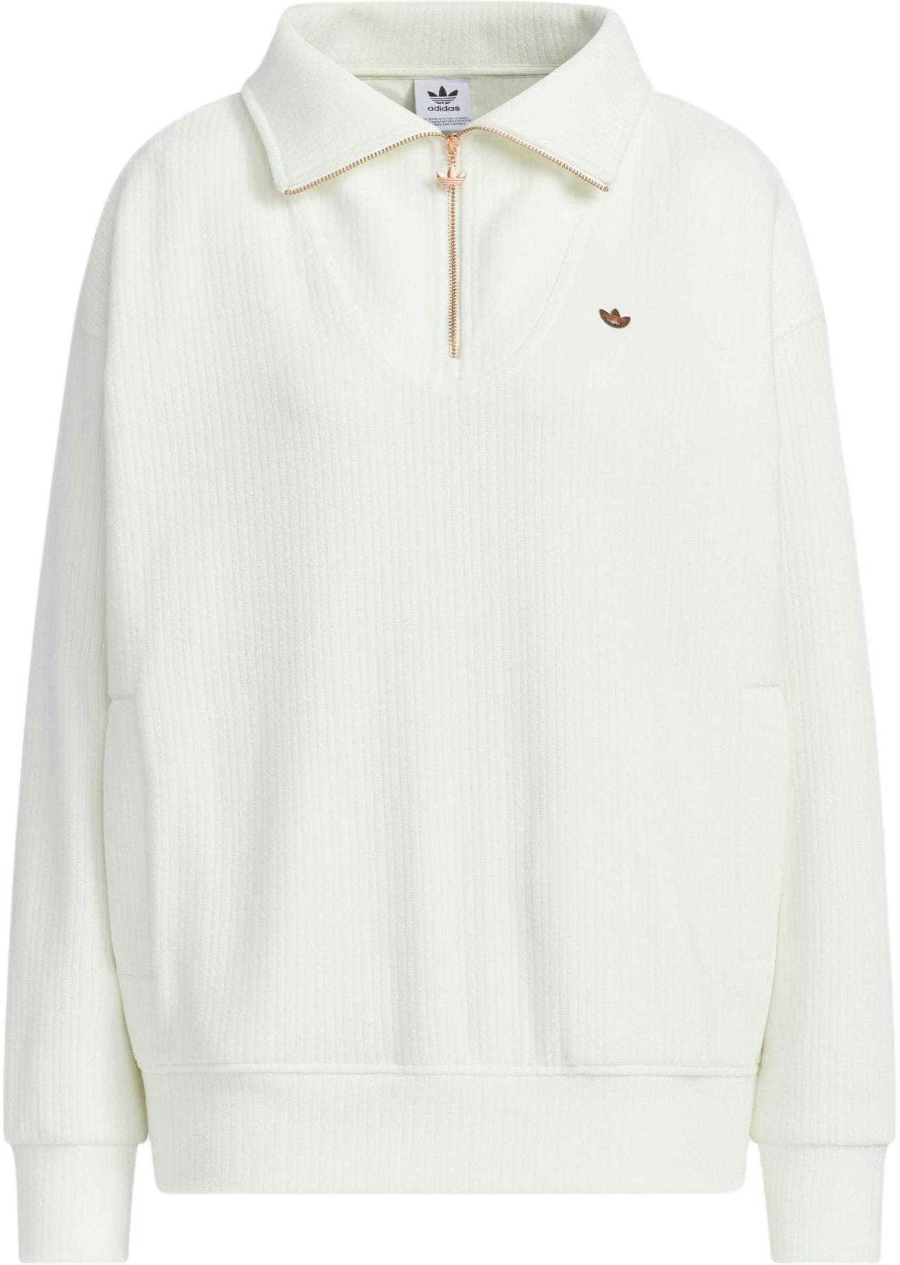 women-adidas-originals-cozy-zip-crew-half-zip-sweatshirt-off-white-casual-top-jm-8059