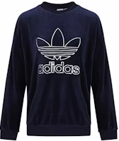 (Women) adidas Originals Crewneck Fleece Sweatshirt Navy Blue Casual Fit GD2285 (Women) adidas Originals Crewneck Fleece Sweatshirt Navy Blue Casual Fit GD2285