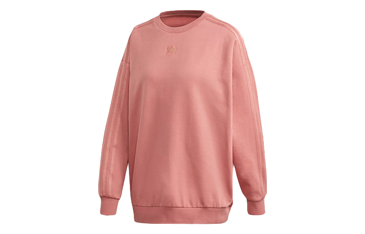 (Women) adidas Originals Crewneck Pullover Sweatshirt Smoke Gray Pink GM6696