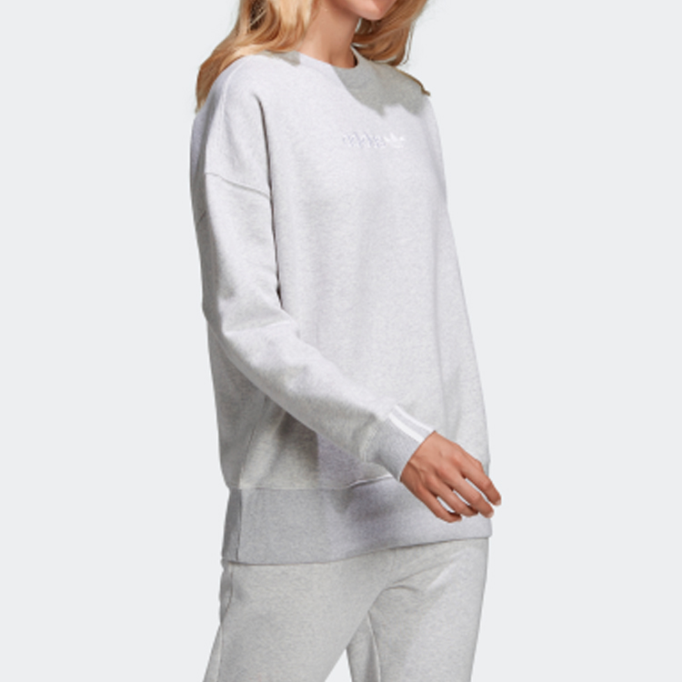 Purchase (W) 阿迪达斯三叶草圆领套头衫浅灰色卫衣 DU7194