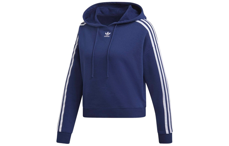 (Women) adidas Originals Cropped 3-Stripes Hoodie Deep Navy DX2160