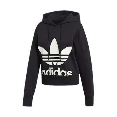 (Women) adidas Originals Cropped Hoodie Black Pullover Casual Streetwear EC1874