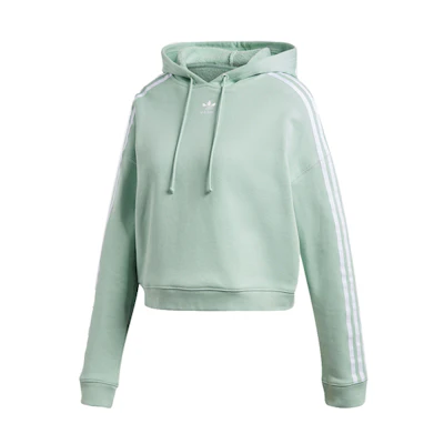 (Women) adidas Originals Cropped Hoodie Green with Three-Stripe Sleeves DH3131