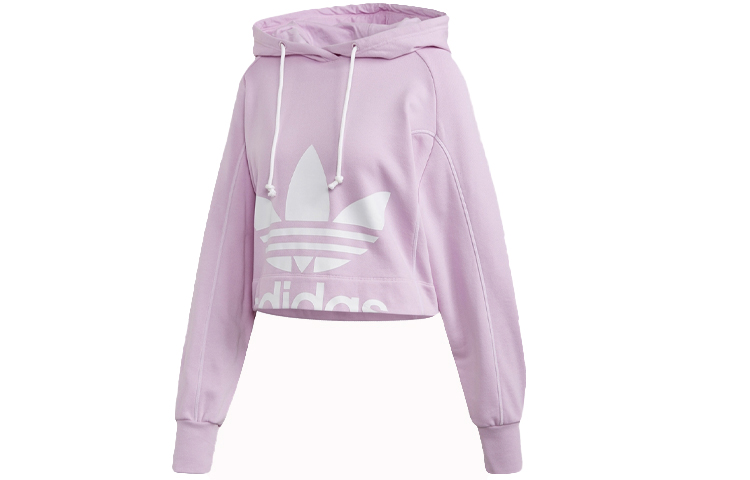 (Women) adidas Originals Cropped Hoodie Light Purple Pullover Sweatshirt FM1745