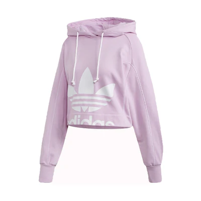 (Women) adidas Originals Cropped Hoodie Light Purple Pullover Sweatshirt FM1745