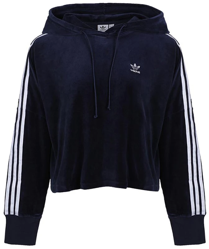 women-adidas-originals-cropped-hoodie-navy-blue-sports-pullover-sweatshirt-gd-2289