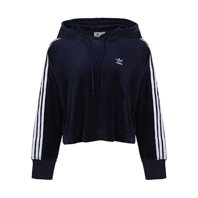 (Women) adidas Originals Cropped Hoodie Navy Blue Sports Pullover Sweatshirt GD2289