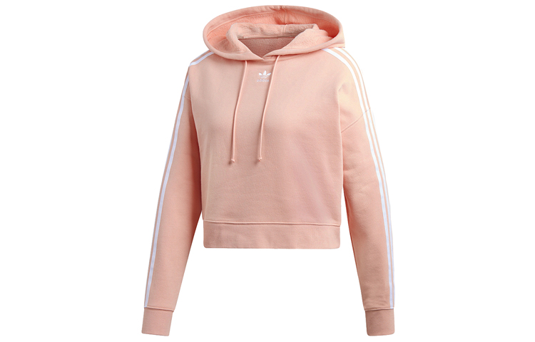 (Women) adidas Originals Cropped Hoodie Orange Pink 3-Stripes Design DX2161