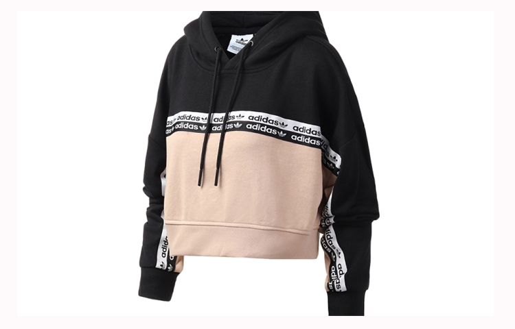 (Women) adidas Originals Cropped Hoodie Pearl Gray Retro Pullover Sweater EC0766