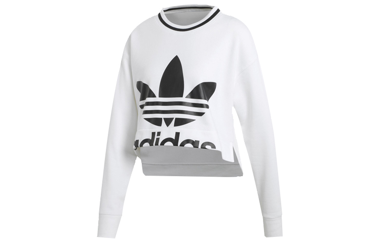 (Women) adidas Originals Cropped Sweater White Casual Crewneck Pullover. ED4759