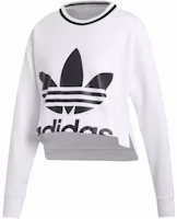 (Women) adidas Originals Cropped Sweater White Casual Crewneck Pullover. ED4759