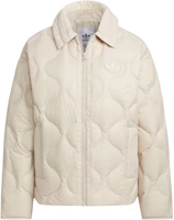 (Women) adidas Originals Down Short Jacket Off-White Puffer Coat with Logo IK2800 (Women) adidas Originals Down Short Jacket Off-White Puffer Coat with Logo IK2800