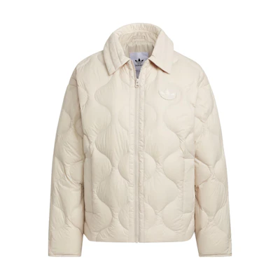 (Women) adidas Originals Down Short Jacket Off-White Puffer Coat with Logo IK2800
