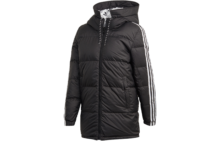 Shop (W) アディダス オリジナル デュアルサイド フーデッド パファージャケット ブラック/ホワイト ED4745