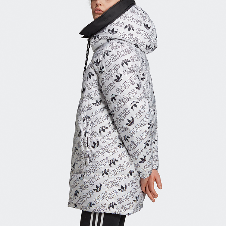 Sizing (W) アディダス オリジナル デュアルサイド フーデッド パファージャケット ブラック/ホワイト ED4745