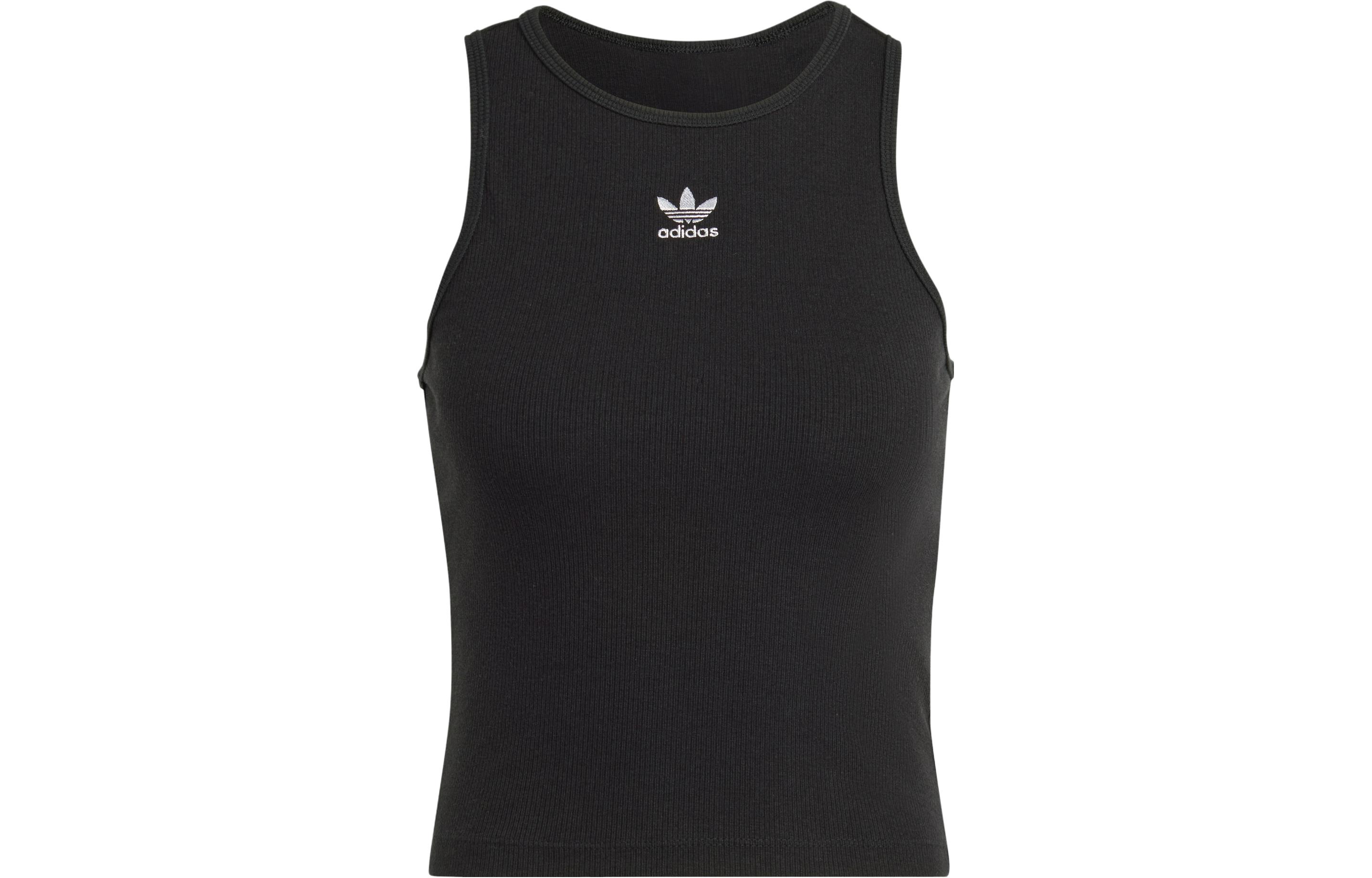 (Women) adidas Originals Essential Logo Ribbed Tank Top Black. IB9110