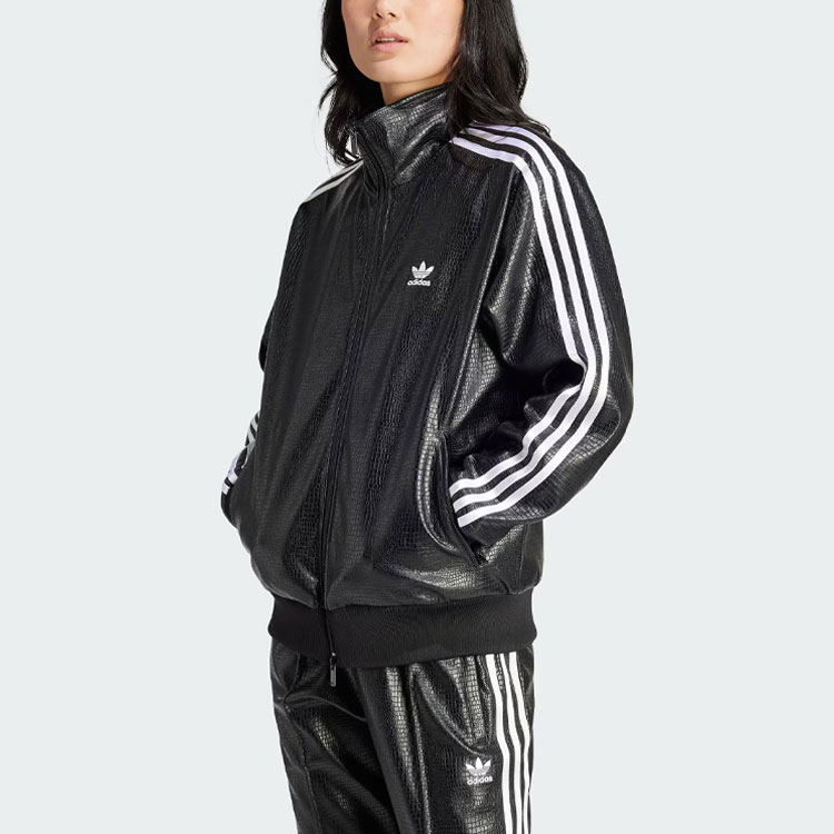 Lookbook (W) adidas Originals Firebird 女款仿皮復古黑色運動外套 IY2912