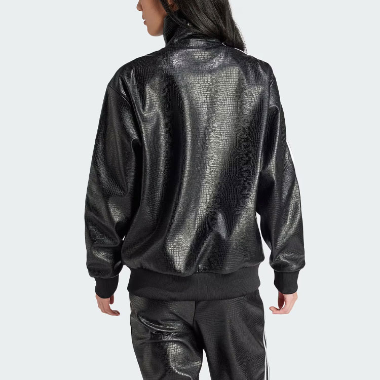 Shop (W) adidas Originals Firebird 女款仿皮復古黑色運動外套 IY2912