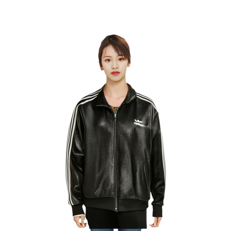 Sizing (W) adidas Originals Firebird 女款仿皮復古黑色運動外套 IY2912