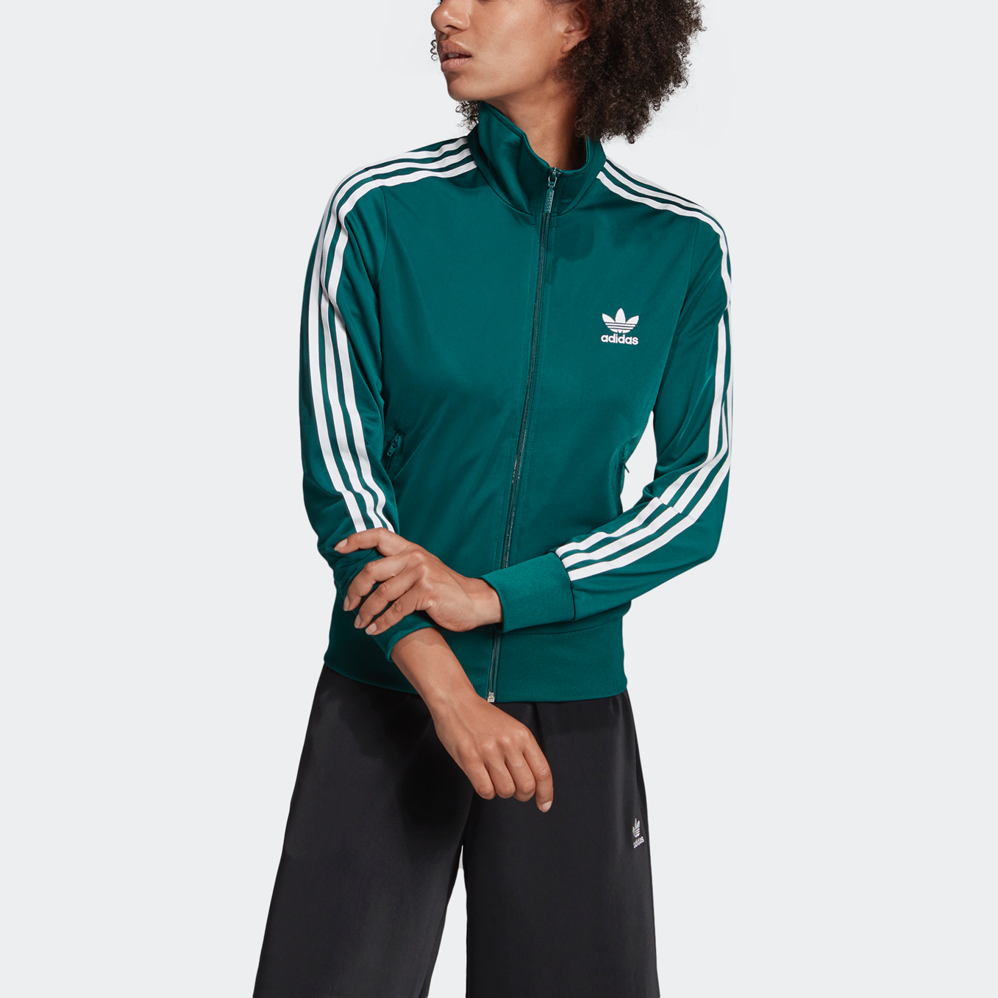Shop (W) 阿迪达斯三叶草Firebird TT优雅绿三条纹运动夹克 ED7535