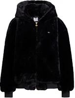 (Women) adidas Originals Fleece Fur Hoodie Jacket Black HC6600 (Women) adidas Originals Fleece Fur Hoodie Jacket Black HC6600