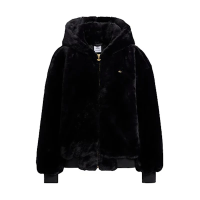 (Women) adidas Originals Fleece Fur Hoodie Jacket Black HC6600