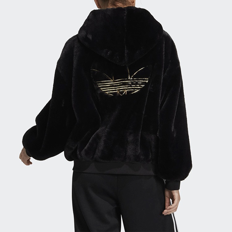 Purchase (W) 阿迪达斯经典款黑色羊羔绒抓绒连帽夹克 HC6600