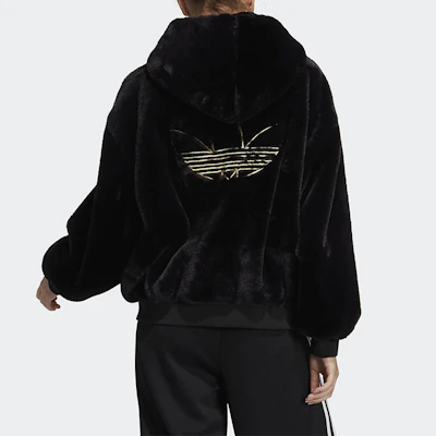 (W) 阿迪达斯经典款黑色羊羔绒抓绒连帽夹克 HC6600 Purchase (W) 阿迪达斯经典款黑色羊羔绒抓绒连帽夹克 HC6600