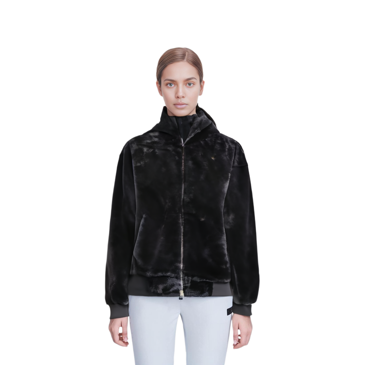 Sizing (W) 阿迪达斯经典款黑色羊羔绒抓绒连帽夹克 HC6600