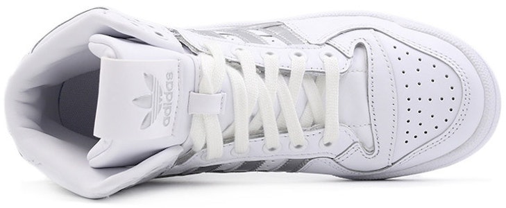 (W) adidas Originals Forum Mid 'Putih Halus/Perak Metalik' D98182 Shop (W) adidas Originals Forum Mid 'Putih Halus/Perak Metalik' D98182