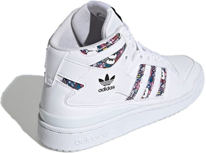 adidas originals FORUM Mid 防滑耐磨 中筒 滑板鞋 女式 白色碎花 Lookbook adidas originals FORUM Mid 防滑耐磨 中筒 滑板鞋 女式 白色碎花