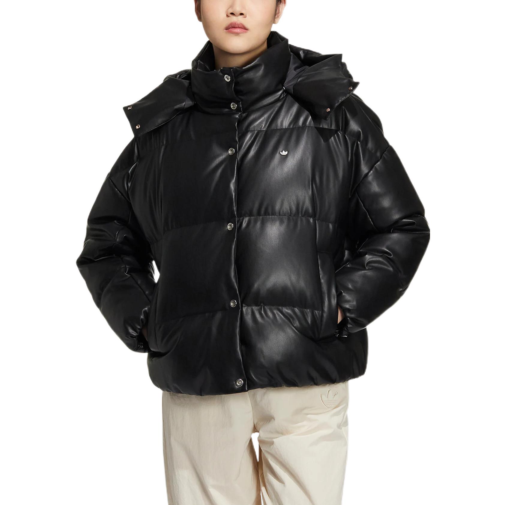 (Women) adidas Originals FW22  Black Hooded Down Jacket with Logo Embroidery. HS9526 圖 3