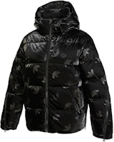 (Women) adidas Originals FW22 Black Logo Print Puffer Jacket with Hood. HS9510 (Women) adidas Originals FW22 Black Logo Print Puffer Jacket with Hood. HS9510