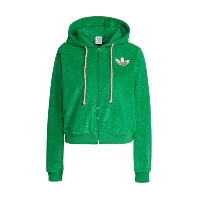 (Women) adidas Originals FW22 Retro Print Zip Hoodie Green Jacket IB2047
