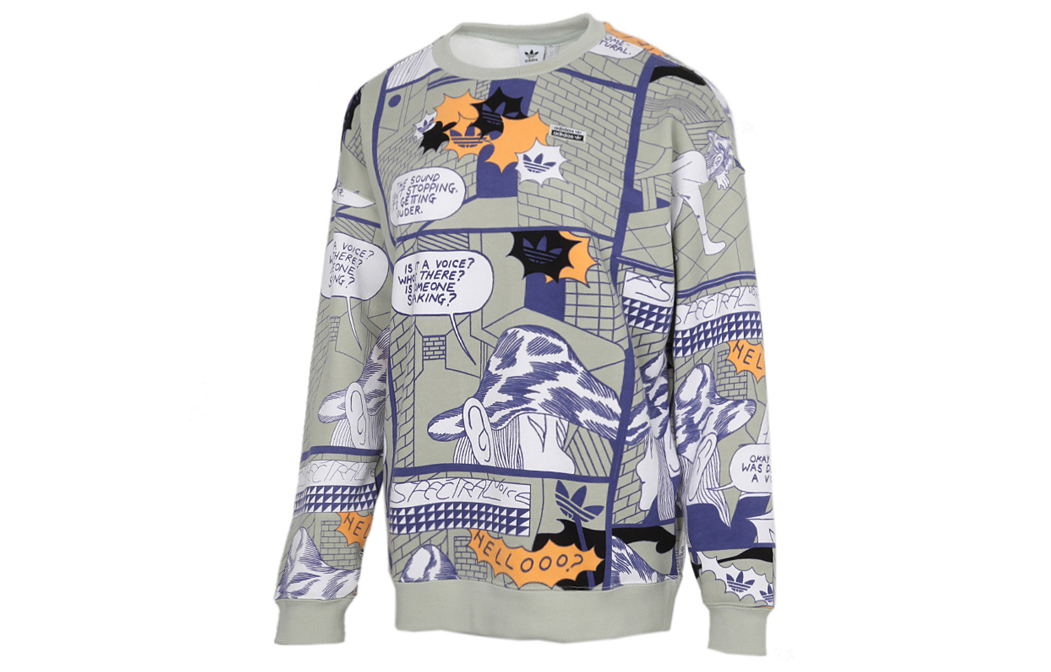 (Women) adidas Originals Green Cartoon Graphic Crewneck Sweatshirt Casual Wear GN4265
