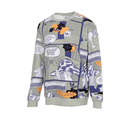 (Women) adidas Originals Green Cartoon Graphic Crewneck Sweatshirt Casual Wear GN4265