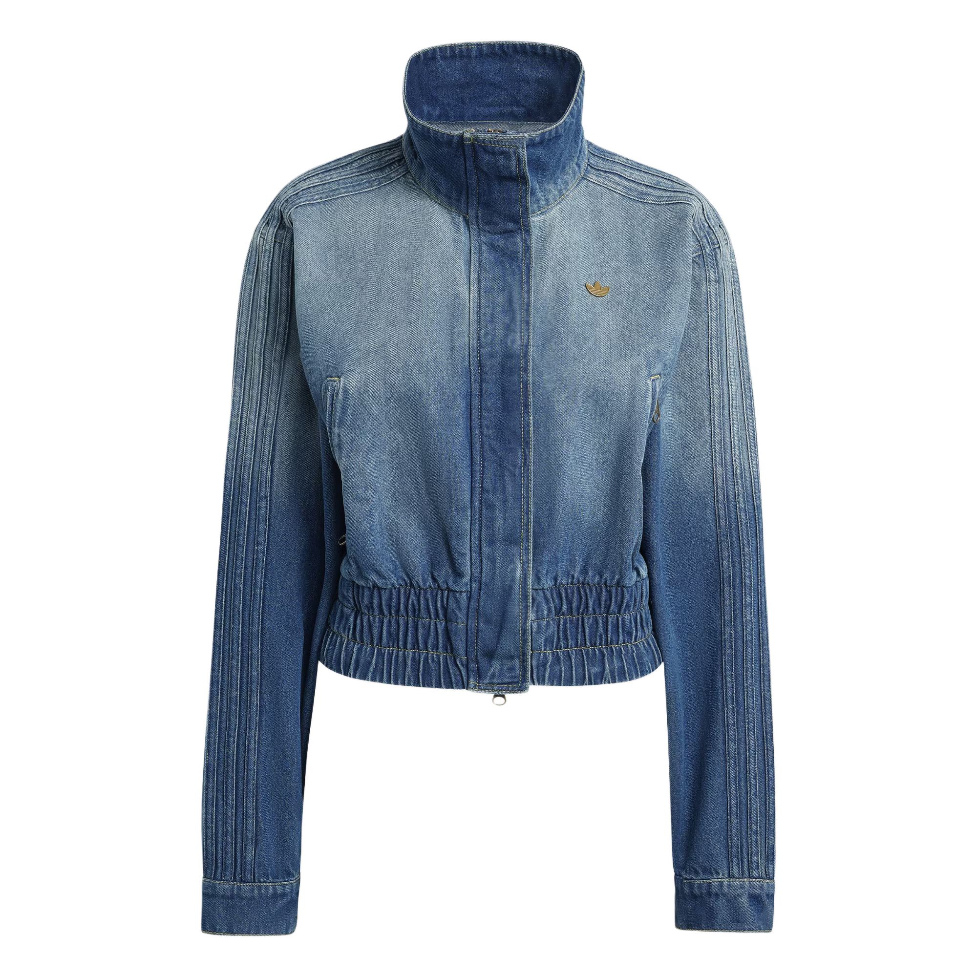 (Women) adidas Originals High-Neck Denim Track Jacket Zip-Up. KE1072