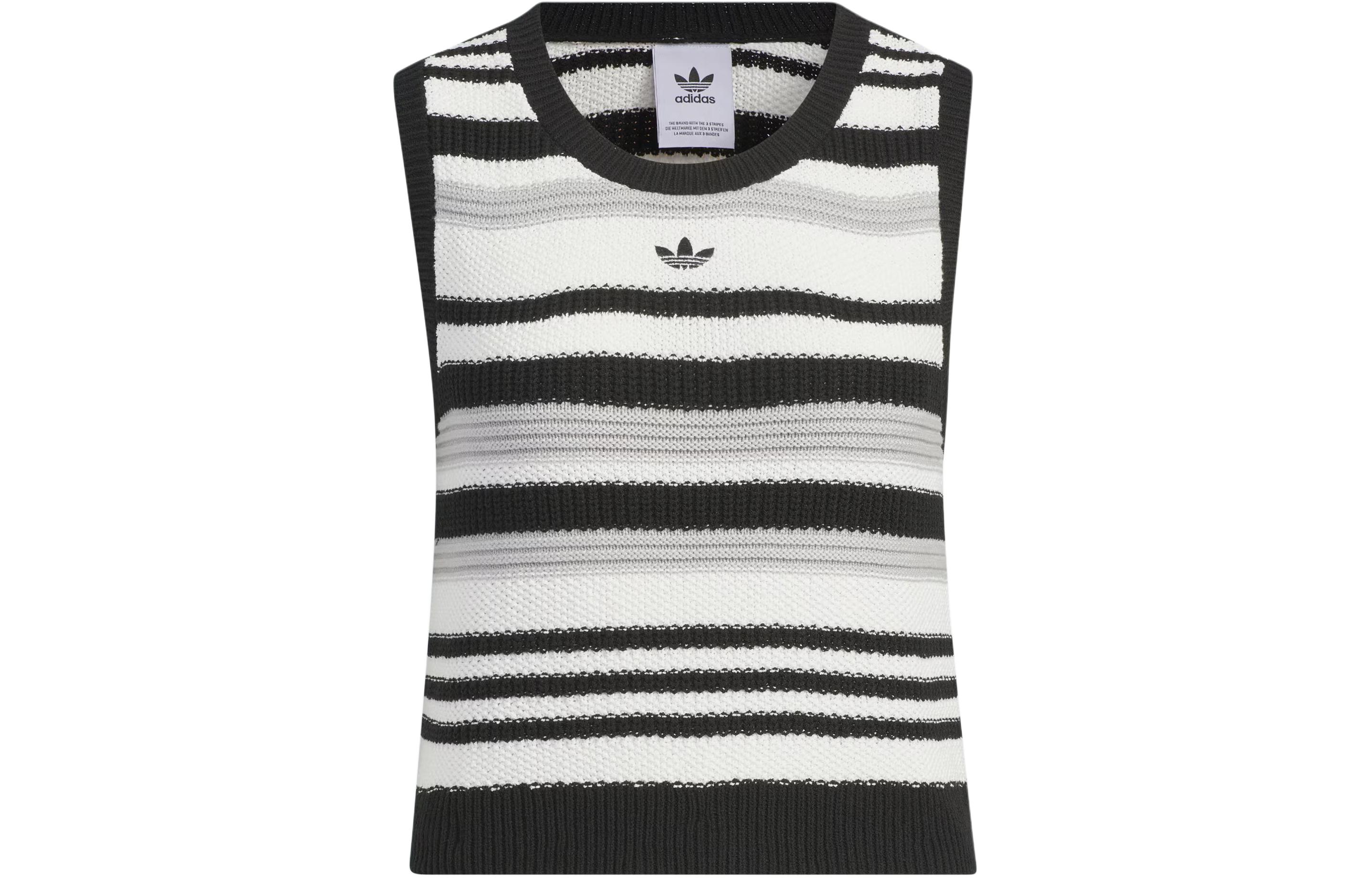 (Women) adidas Originals Knit Vest Black with Logo Embroidery and Colorblock Stripes JI7051