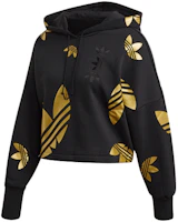 (Women) adidas Originals Large Logo Pullover Hoodie Black Casual Sweatshirt FS7224
