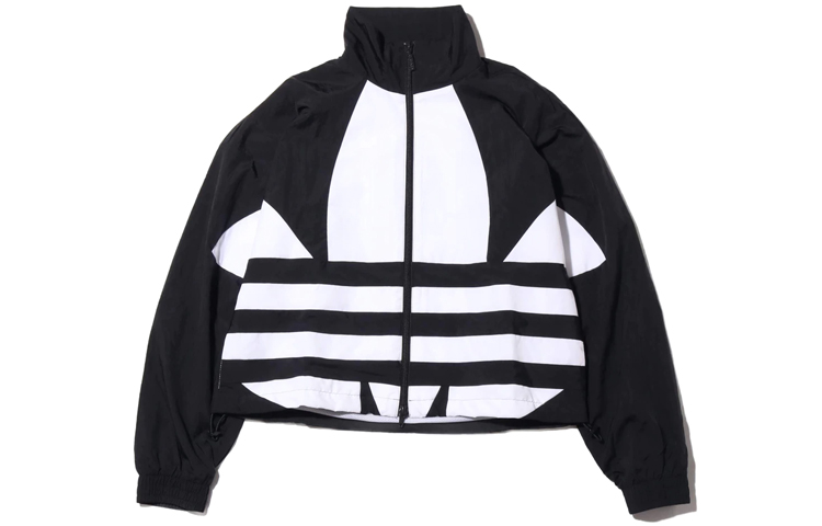 (Women) adidas Originals Large Logo Track Jacket Black Retro Full-Zip Sportswear FM2622