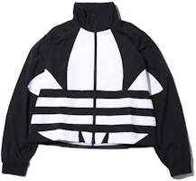 (Women) adidas Originals Large Logo Track Jacket Black Retro Full-Zip Sportswear FM2622 (Women) adidas Originals Large Logo Track Jacket Black Retro Full-Zip Sportswear FM2622
