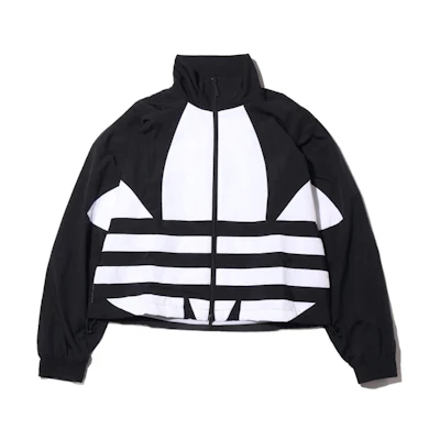 (Women) adidas Originals Large Logo Track Jacket Black Retro Full-Zip Sportswear FM2622