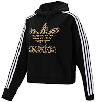 (Women) adidas Originals Leopard Stripe Logo Cropped Hoodie - Black GT5223 (Women) adidas Originals Leopard Stripe Logo Cropped Hoodie - Black GT5223