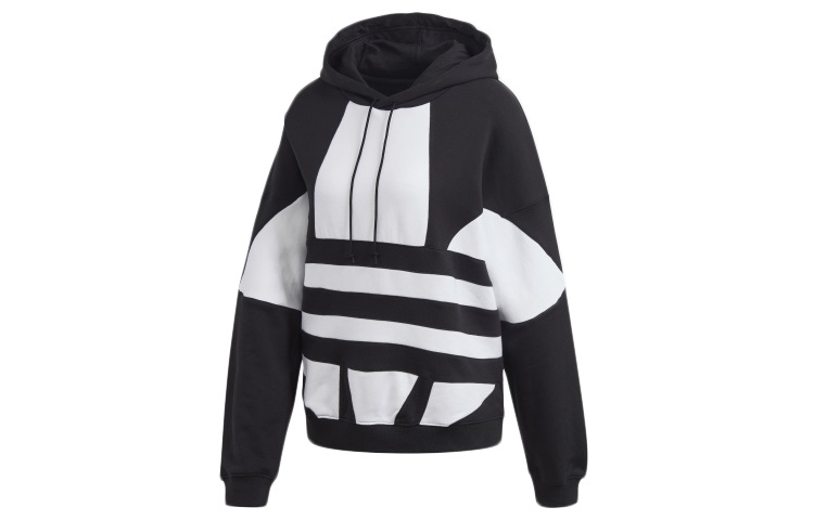 (Women) adidas Originals Logo Hoodie Black - Large Logo American Style FS1308