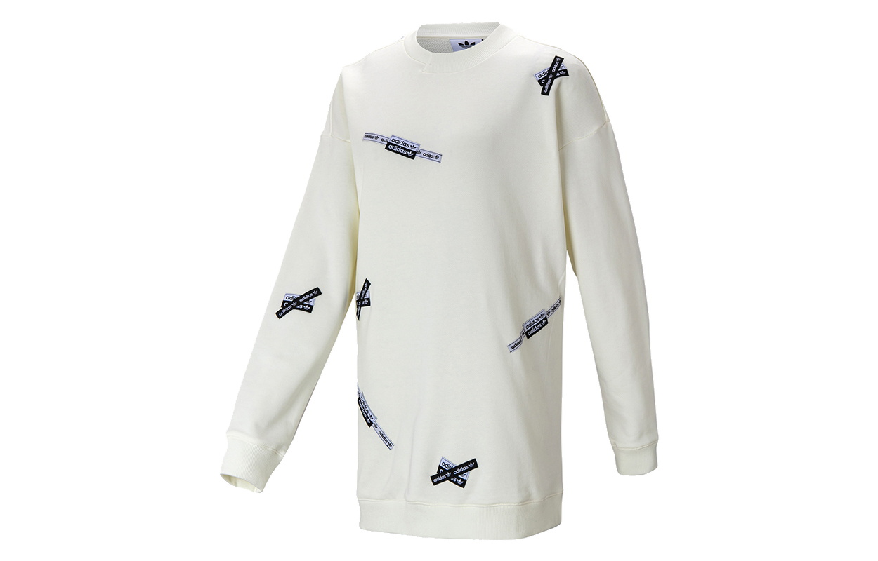 (Women) adidas Originals Long Crew Pullover Sweatshirt White H38831