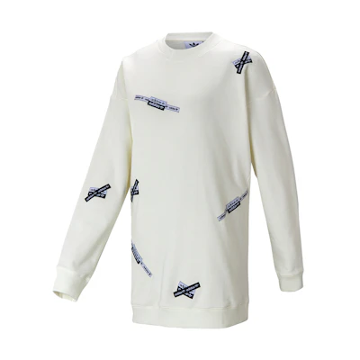 (Women) adidas Originals Long Crew Pullover Sweatshirt White H38831