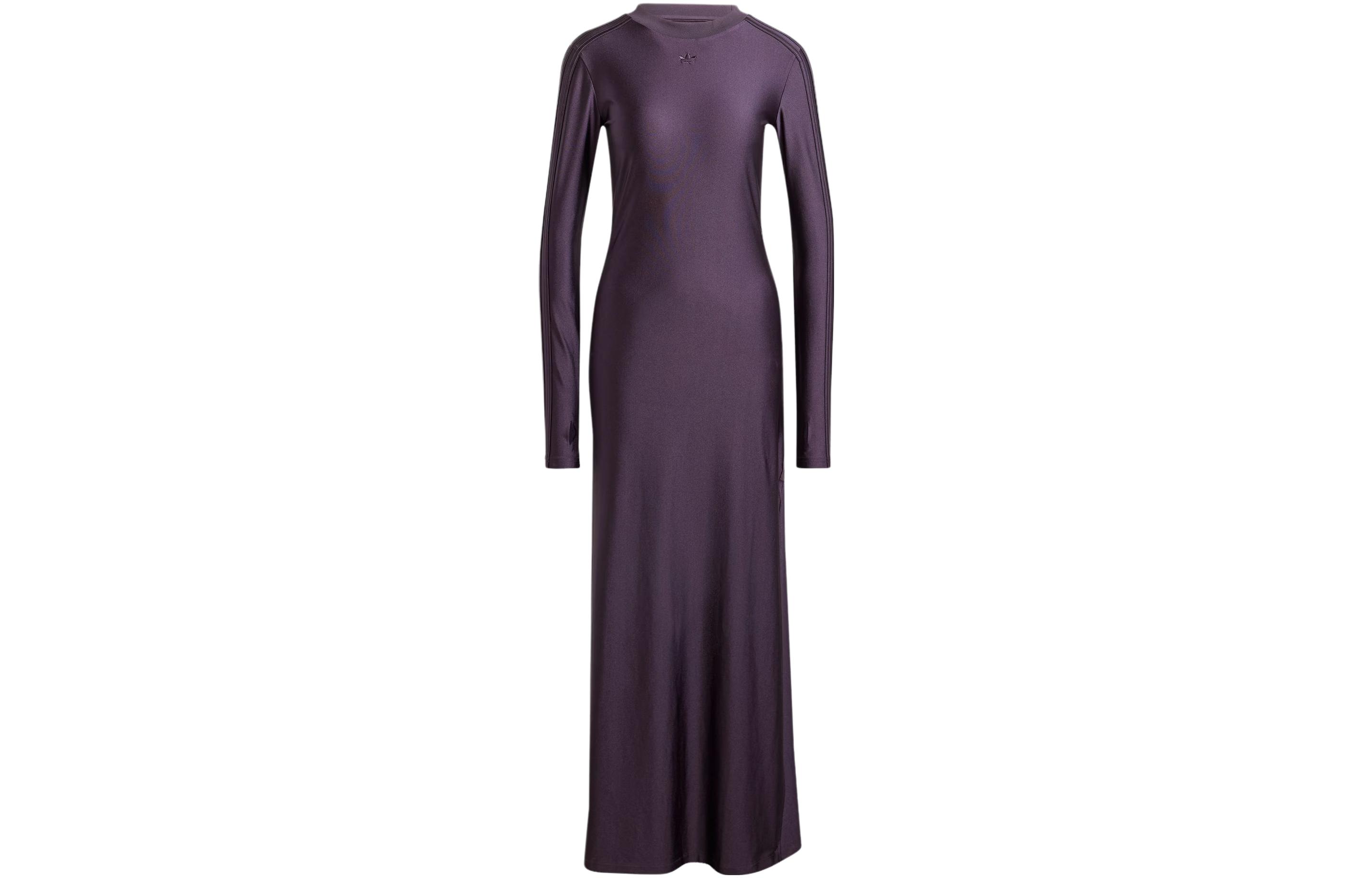 (Women) adidas Originals Long Purple Slim Fit Side Slit Dress IS4590